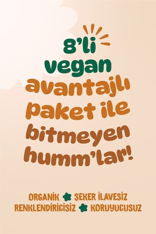 Humm Organic Organik Tatlı Kurabiye Atıştırmalık 8 x 55 G