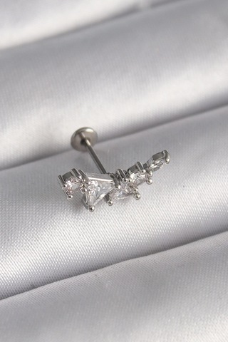 316l Çelik Gümüş Renk Zirkon Taşlı Tragus Piercing Diğer 60496076