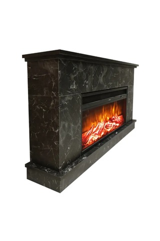 Dlc Large Penida Siyah Mermer Desen 1800 Watt Dekoratif Elektrikli Şömine
