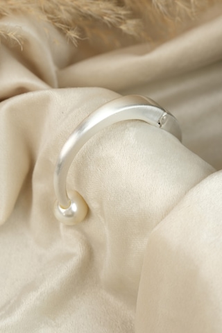 Çildan Womens Silver Özel Tasarım İnci Detaylı Kelepçe Bileklik Gümüş