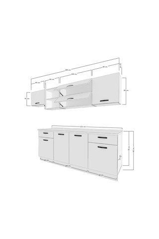 Decoraktiv Prestij 280 Mdf Hazır Mutfak Dolabı - Tezgah Dahil - Parlak Beyaz