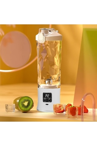 Fastbuy Kompakt Usb Şarjlı Blender, 20oz, Beyaz, Dijital Ekran, Paslanmaz Çelik Beyaz