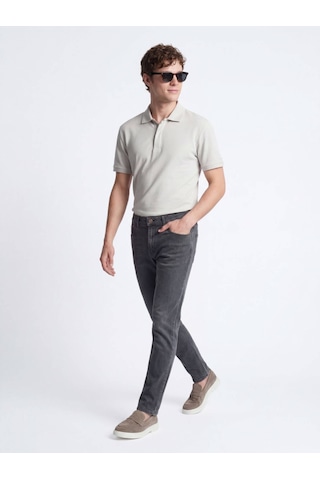 Kip Koyu Yeşil Slim Fit Denim Pamuk Karışımlı Pantolon