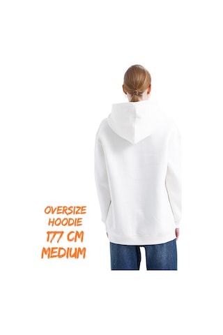 Pxm 3 Iplik Şardonlu Kapşonlu Ve Kanguru Cepli Sweatshirt Düz Hoodie Beyaz Kırık Beyaz Kırık Beyaz