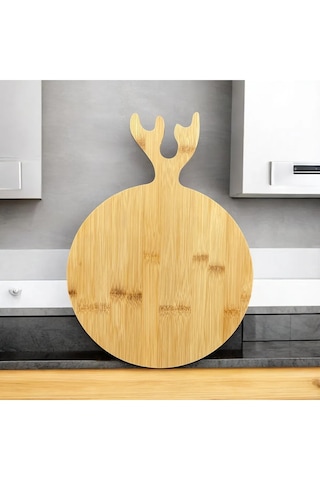 Bambu Geyik Kesim Tahtası Sunum Tabağı Tabak Sunumluk 35 26cm