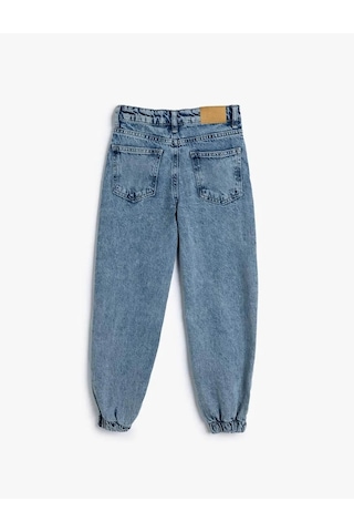 Koton Kot Pantolon Beli Ve Paçası Lastikli Pamuklu - Jegging Jean Koyu İndigo 5wkg40090ad Koyu İndigo