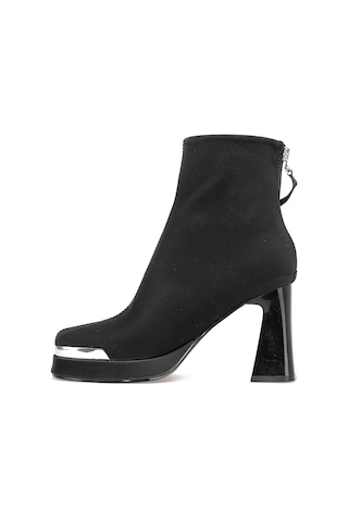 Guja 25k414-2 Kadın Hakiki Deri Topuklu Bot Siyah Siyah