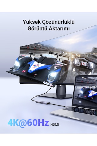 Ugreen Usb-c 4k/60hz Hdmı 3 Usb 3.0 100w Pd Güç Girişi Çoklayıcı Hub Adaptör, 15597