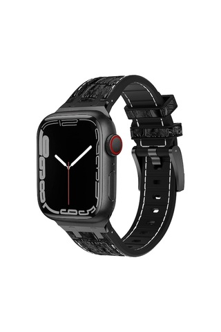 Novahub İos Watch Uyumlu Se 2022 44mm Timsah Dokusu Sıvı Silikon Saat Bandı Siyah Beyaz Siyah, Küçük Boy,/i Siyah Beyaz Siyah