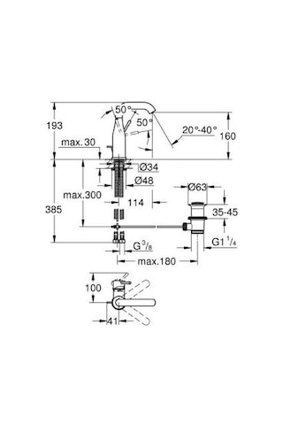Grohe Essence Tek Kumandalı Lavabo Bataryası M-Boyut - 24173AL1 Siyah