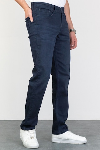Koyu Mavi Erkek Regular Fit Rahat Kesim Esnek Likralı Denim Jeans Kot Pantolon 001