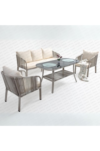 Capri Swing Artemis Üçlü Rattan Balkon Bahçe Takımı Beyaz