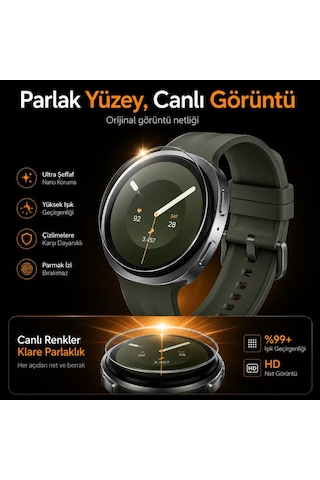 Samsung Galaxy Watch 9 44mm İle Uyumlu Ekran Koruyucu Nano Parlak Çizilmeye Dayanıklı Akıllı Saat Koruması, 9h Kırılmaz Esnek Cam, Hd Şeffaf 2 Adet Sm-l350