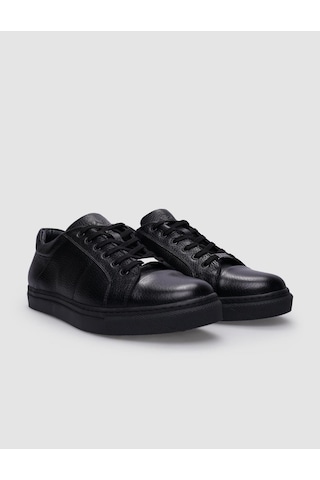 Cabani %100 Hakiki Deri Siyah Bağcıklı Erkek Sneaker Siyah