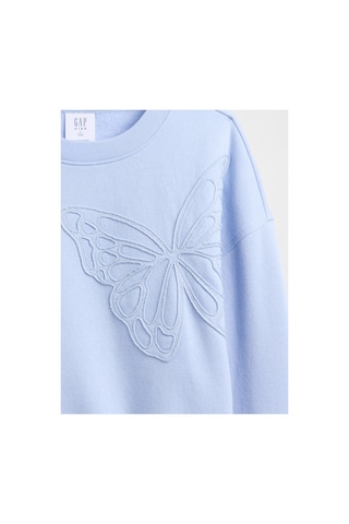 Gap Kız Çocuk Oversized Bisiklet Yaka Sweatshirt Mor