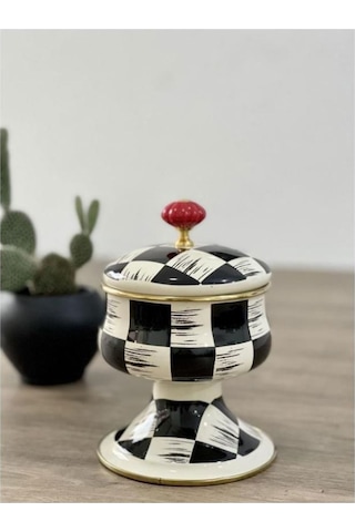 Acar Qualıta-kıng Kapaklı Emaye Şekerlik Dama Dekor Xap-21-0518