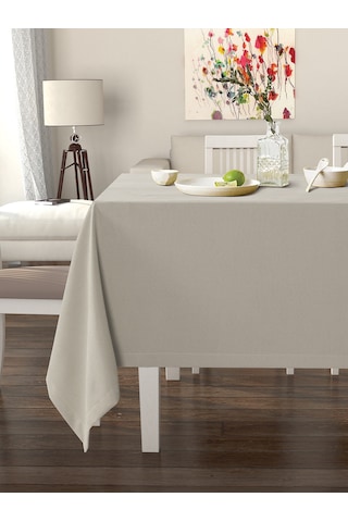 Açık Gri Masa Örtüsü Kadife Dokulu Leke Tutmaz Açık Gri