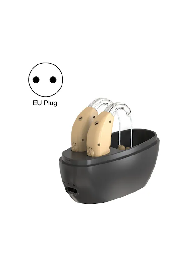 Hongboboutique Voice Amplifier For Seniors, Features: European Standard Plug, Skin Tone, Dual-unit Set + Black Charging Case. 01