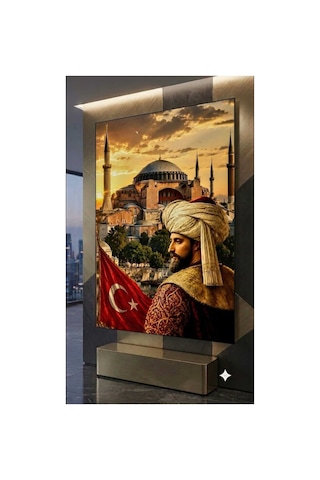 4mm Tamperli Uv Baskı Kırılımaz Cam Tablo Ev Ofis Duvar Dekor Hediyelik Tablo Fatih Sultan Mehmet Osmanlı Ayasofya Miğfer 1453 Fsm Abdülhamit Han Deluxe Uhd Baskı Canlı Sağlam Gerçek Cam