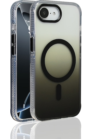 Subutu Apple Uyumlu iPhone 16e Kılıf M-safe Şarj Özellikli Transparan Renk Geçişli Sbt Toros Kapak - Siyah Siyah