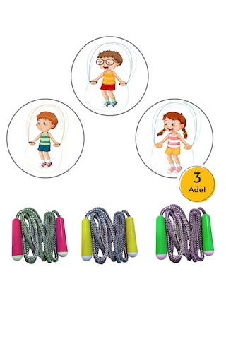 Spor Byfit Çocuklar İçin Özel 2 Metre Doğal Örgü Atlama İpi - 3 Adet