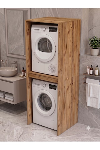 Netto Çamaşır & Kurutma Makine Dolabı Çok Amaçlı Dolap Banyo Dolabı Atlantik Çam