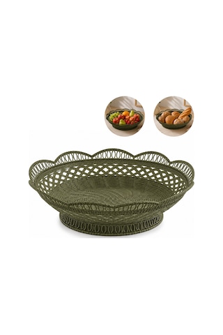 Plastik Dantel Desenli Ekmek, Meyve Sepeti-417 Yeşil