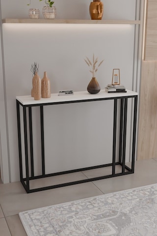 Metal Ayaklı Dresuar Dekoratif Raflı Dresuar Konsol Metal Dresuar 100 Cm Beyaz