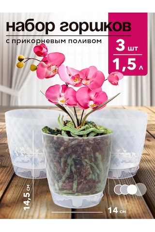 Tiko Home Tabaklı Şeffaf Çiçek Saksısı Seti 1,5 L 3 Ad 349786787