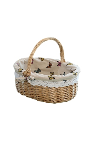 Cbtx Saplı Hasır Piknik Sepeti Söğüt El Dokuma Oyuncak Saklama L Kelebekler