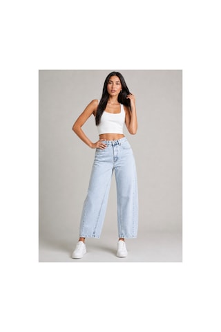 Bluemarlin Buz Kar Yan Pens İşlemli Parçalı Tam Kalıp Baggy Jeans Buz Kar
