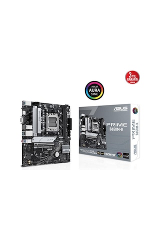 Asus Prıme B650m-k Ddr5 6400mhz 1xvga 1xhdmı 2xm.2 Usb 3.2 Matx Am5 Amd Am5 9000/8000/7000 Serileri