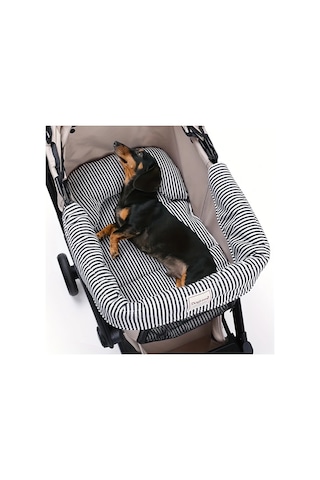 Fochsia Siyah 3 Parça Evcil Hayvan Arabası Yatağı Seti Yastıklı Yastık Yıkanabilir