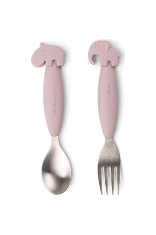 Done By Deer - Deer Friends - Paslanmaz Çelik Çatal Ve Kaşık Seti - Pembe