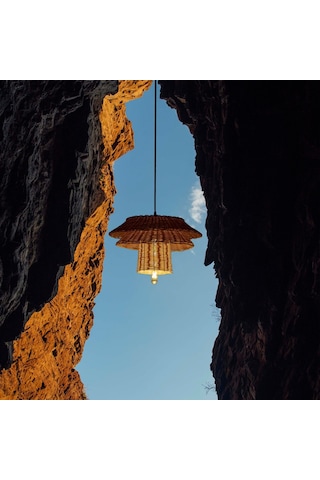 Sun Flower 3'Lü Doğal Rattan Sarkıt 50Cm