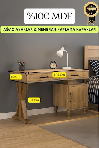 Alin Wood Çalışma Masası Riviera Renk Mdf Gürgen Ağacı Ayaklı Diğer