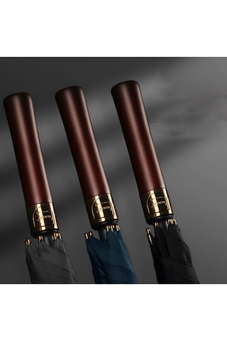 Newdaki Protokol Yağmur Şemsiyesi 130 Cm Taşıma Kılıflı 2 Kişilik Ahşap Düz Saplı 1. Kalite Şık Ve Dayanıklı Koyu Siyah