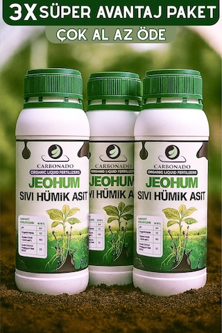 Jeohum Sıvı Hümik Asit 1l X3 Organik Gübre Süper Avantajlı Set Bitkinin Organik İlacı 1000