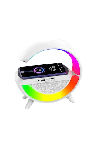 Mikado Md-g111 Beyaz 10w 1800mah Bt/tf/usb/15w Wireless Şarj Rgb Işıklı Speaker