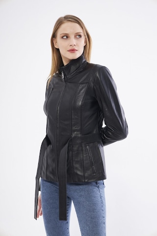 Derinss Dka2364 Hakiki Deri Kadın Siyah Mont 001