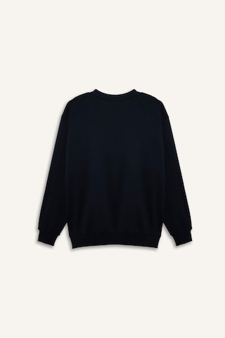 Defacto Boxy Fıt Bisiklet Yaka Pike Sweatshirt H1001ax26spnv64 Lacivert-nv64