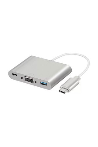 Type-c - Usb 3.0, Vga, Type-c Adaptör Kablosu 3in1 Hub
