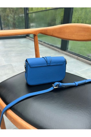 Mft Leather Hakiki Deri Kadın Çanta Viola 1524 Flother Mat Saks Mavi