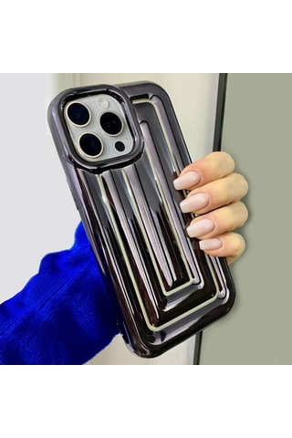Apple Uyumlu iPhone 13 Pro Max Rudra Seri Labirent Desen 3d Metalik Silikon Kapak