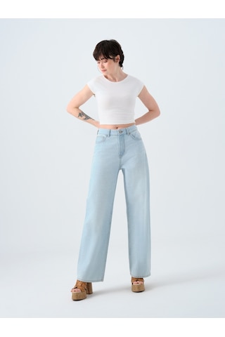 Wide Leg Regular Fit Kadın Pantolon Denim