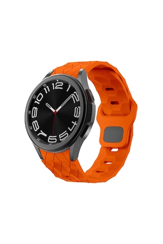 Galaxy Watch Uyumlu 5 40mm Zore Krd-116 20mm Futbol Desenli Spor Tasarımlı Silikon Kordon-turuncu