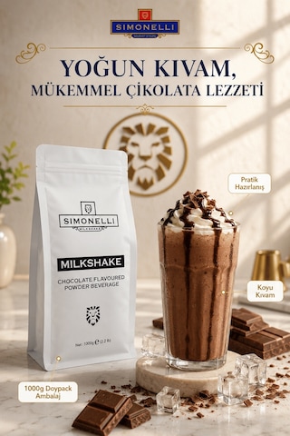 Simonelli Çikolata Aromalı Toz Milkshake Karışımı 1 KG