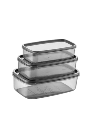 Oval 3 Parça Hava Almaz Sızdırmaz Saklama Kabı Seti Füme 300/500/800 Ml Füme