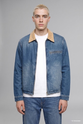 Defacto Regular Fit Kontrast Yakalı Fermuarlı Pamuklu Jean Ceket I6030ax26aunm28 Mavi-nm28