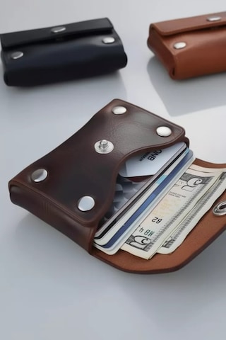 Luvo %100 Gerçek Deri El Yapımı Kadife Dokulu Kartlık Premium Minimalist Kompakt Tasarım Mat Siyah